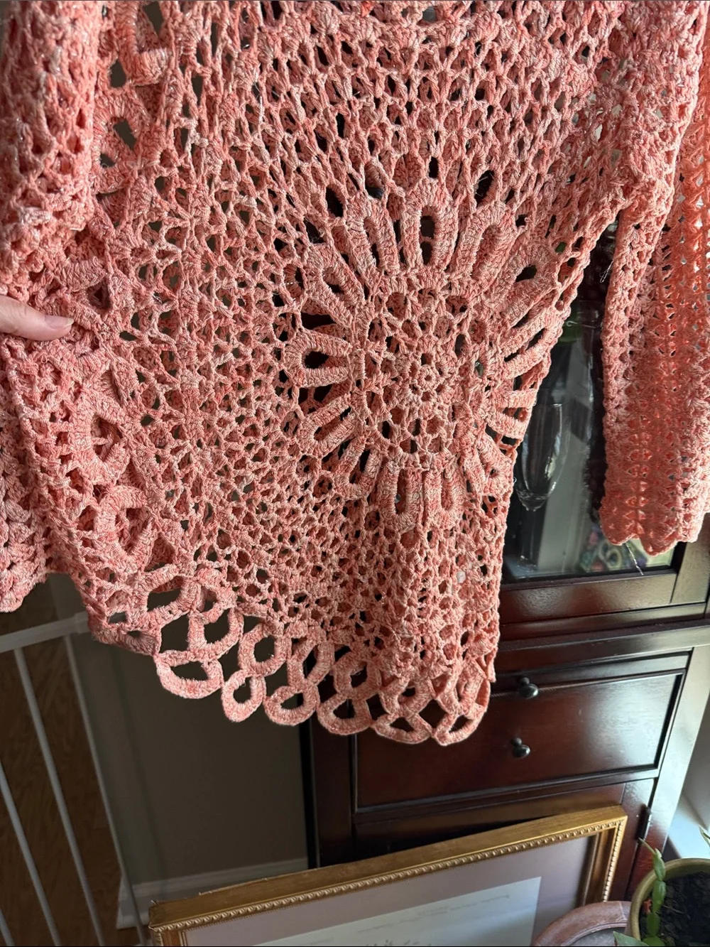 Boston Proper Peach Crochet Openwork Top - Picture 4 of 5